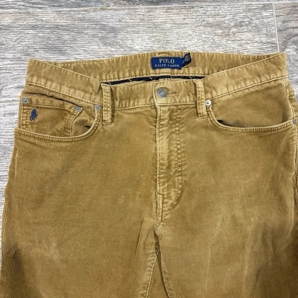 Polo Ralph Lauren Varick Slim Straight Corduroy Pants Brown Men's Size 32X30
